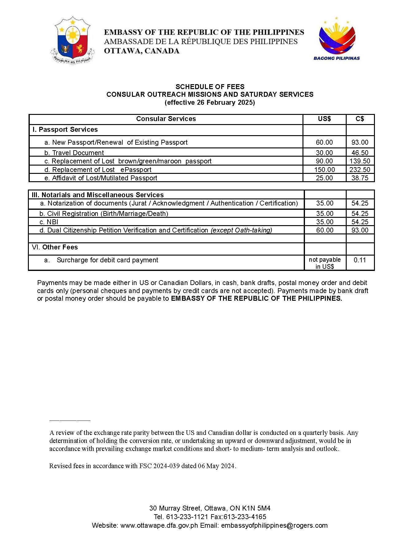 Schedule of Consular Fees 26 February 2025 Page 2