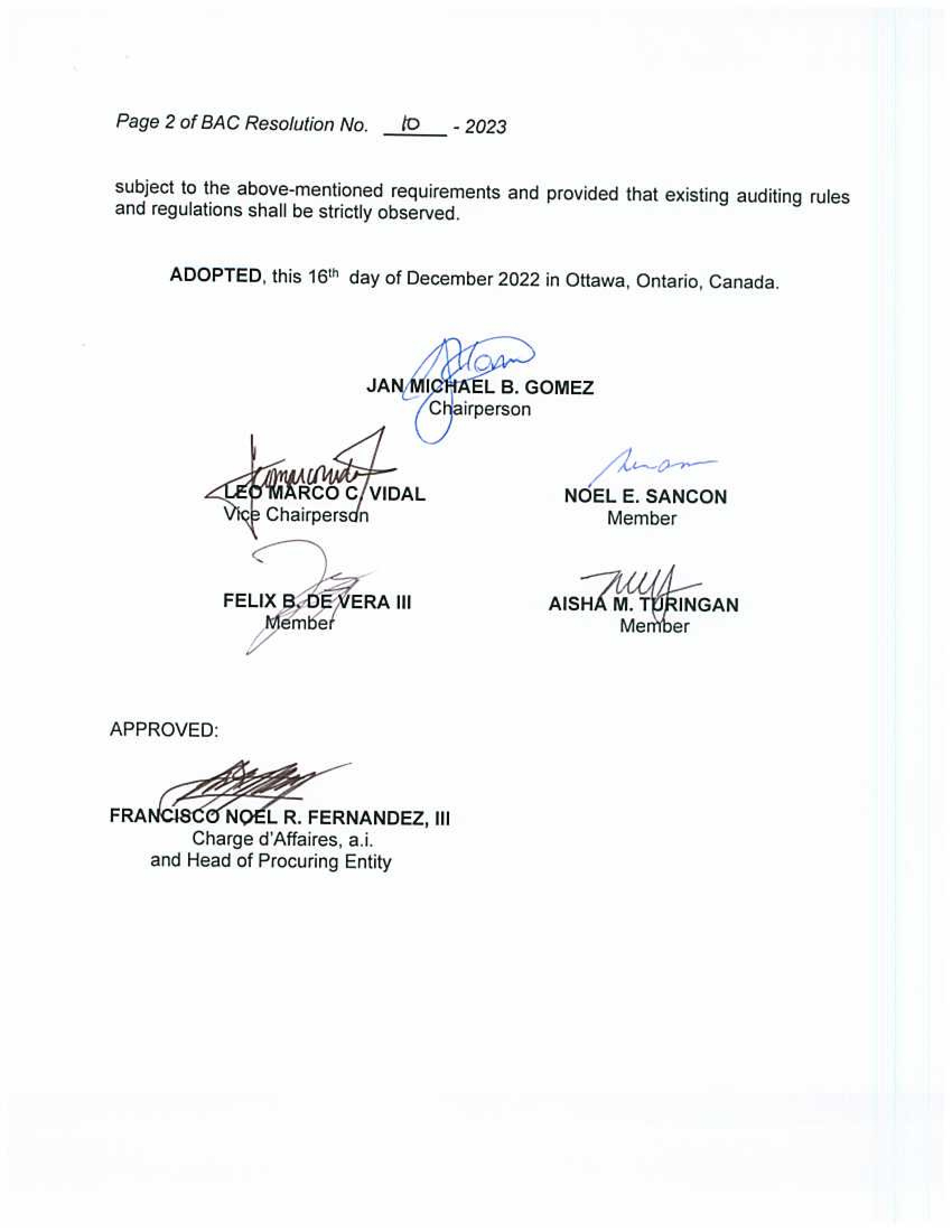 BAC RES 10 2023 Consulting Services and Licensing of the Elevator and Handicap Lift of the Embassy 002