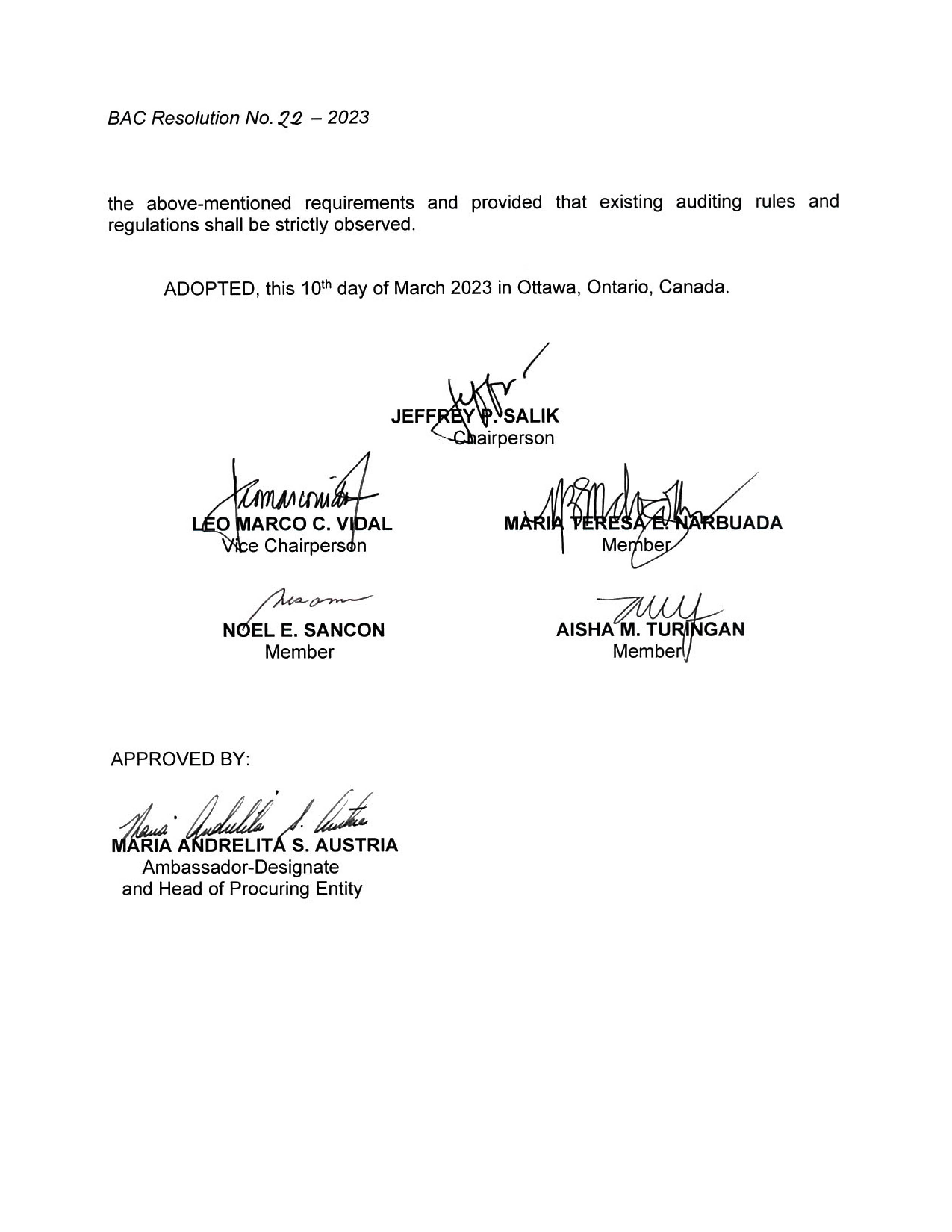BAC RES 22 2023 Moving and Storage of the Properties of the Official Residence including Garbage Disposal 2