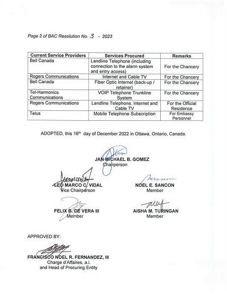 BAC RES 3 2023 Telephone Landline.Trunkline VOIP and Mobile Internet and Cable TV Services for the Chancery of the Embassy and Official Residence 002