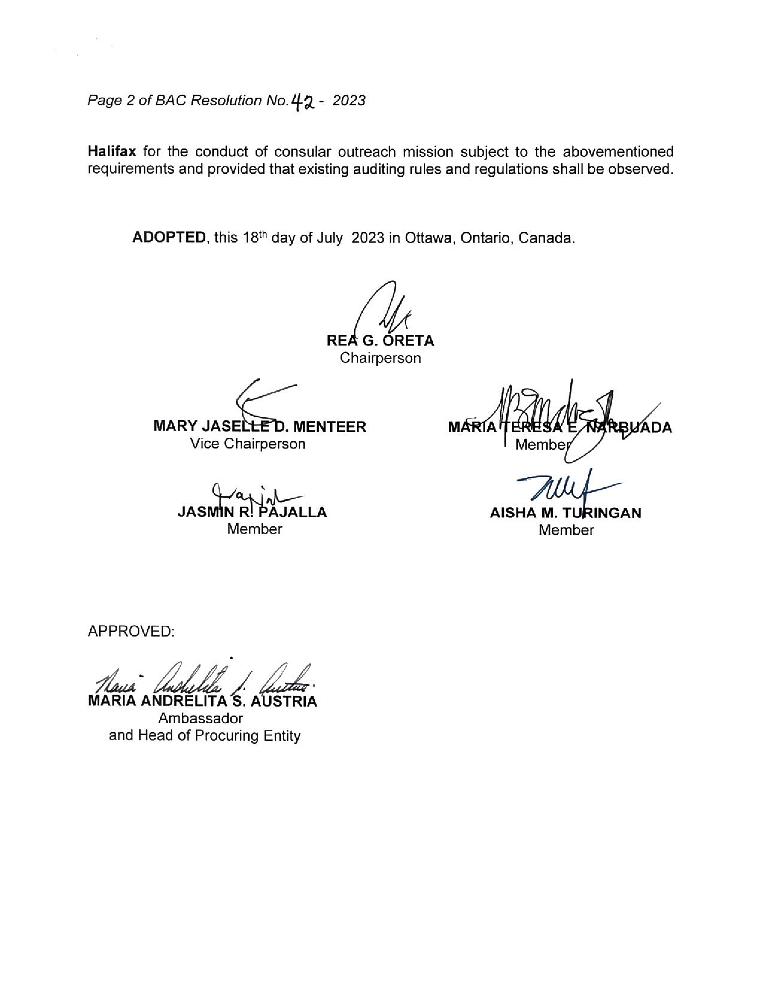 BAC RES 42 2023 Lease of Venue for the Consular Outreach Mission in Halifax Nova Scotia 002