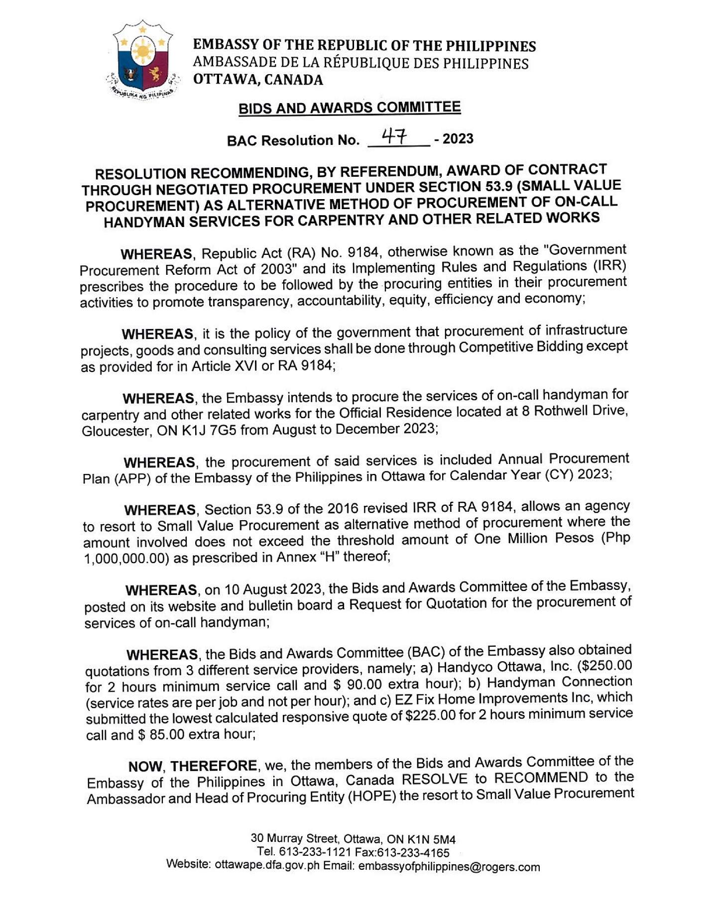 BAC RES 47 2023 On Call Handyman Services for Carpentry and other Related Works 001