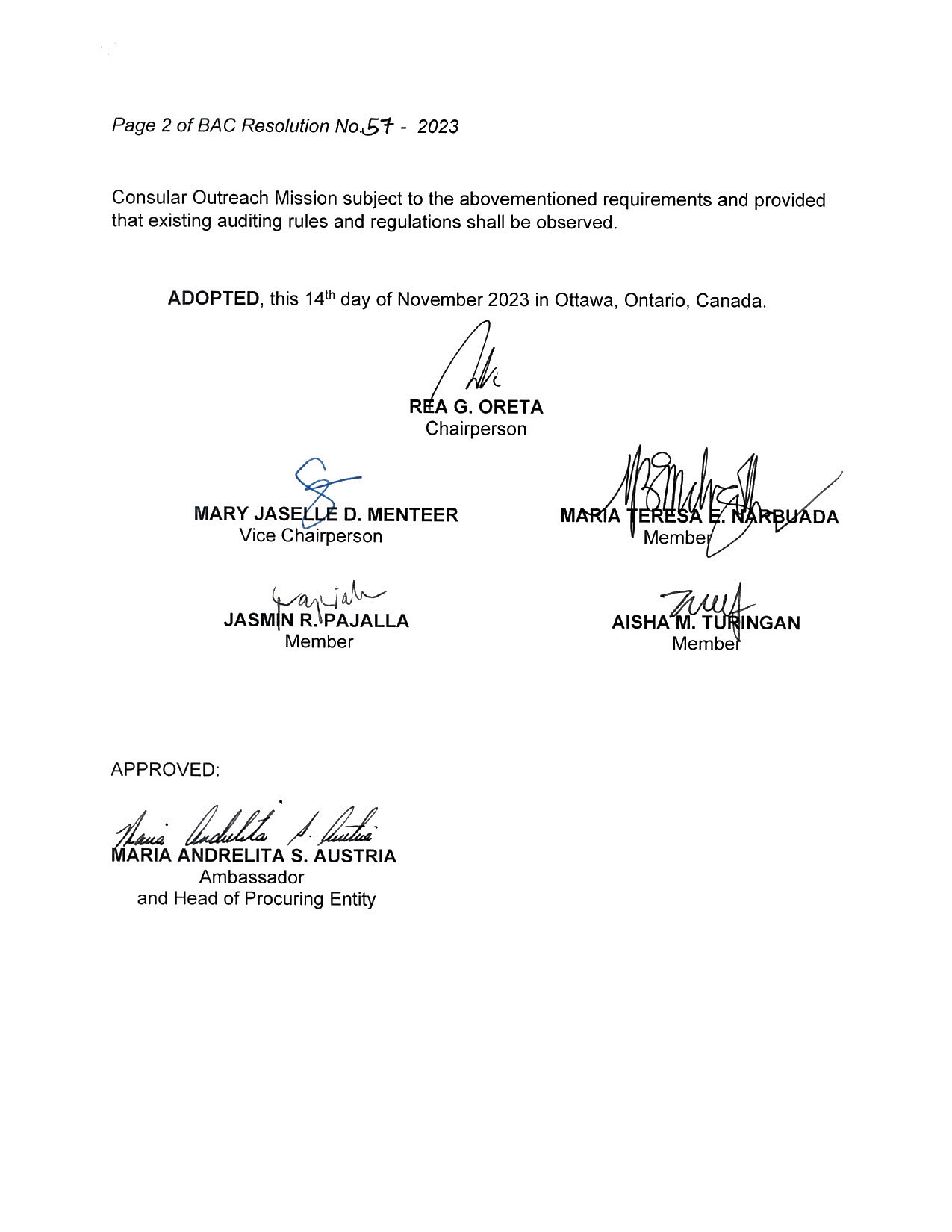 BAC RES 57 2023 Lease of Venue for the Consular Outreach Mission Hamilton Bermuda on 09 10 December 2023 002