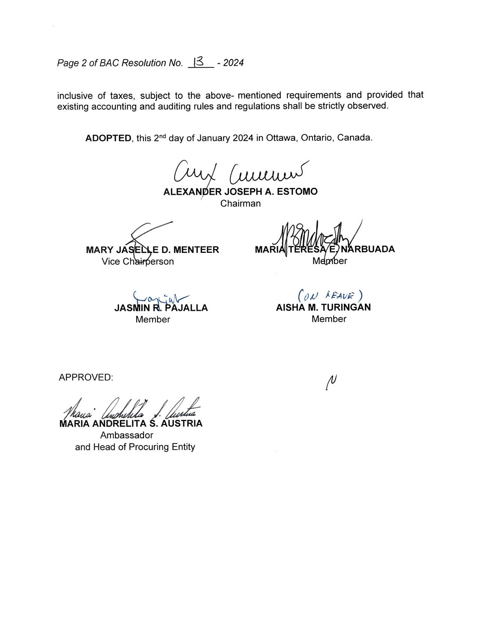 BAC RES 13 2024 Supply of Parts Maintenance and Repair Services for the Elevator of the Chancery Building 002