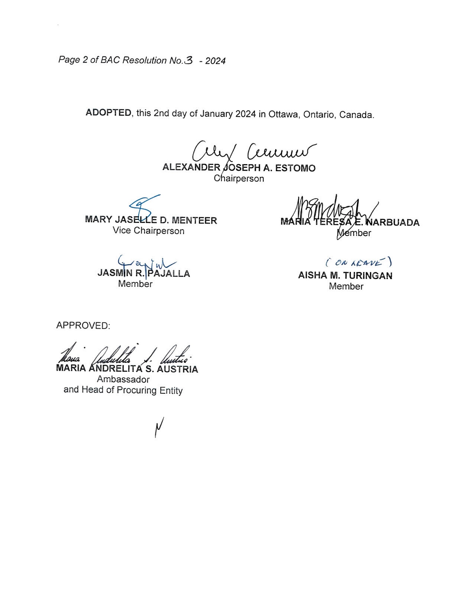 BAC RES 3 2024 Procurement of REgular office Supplies and Equipment and Office Furniture for the Embassy 002