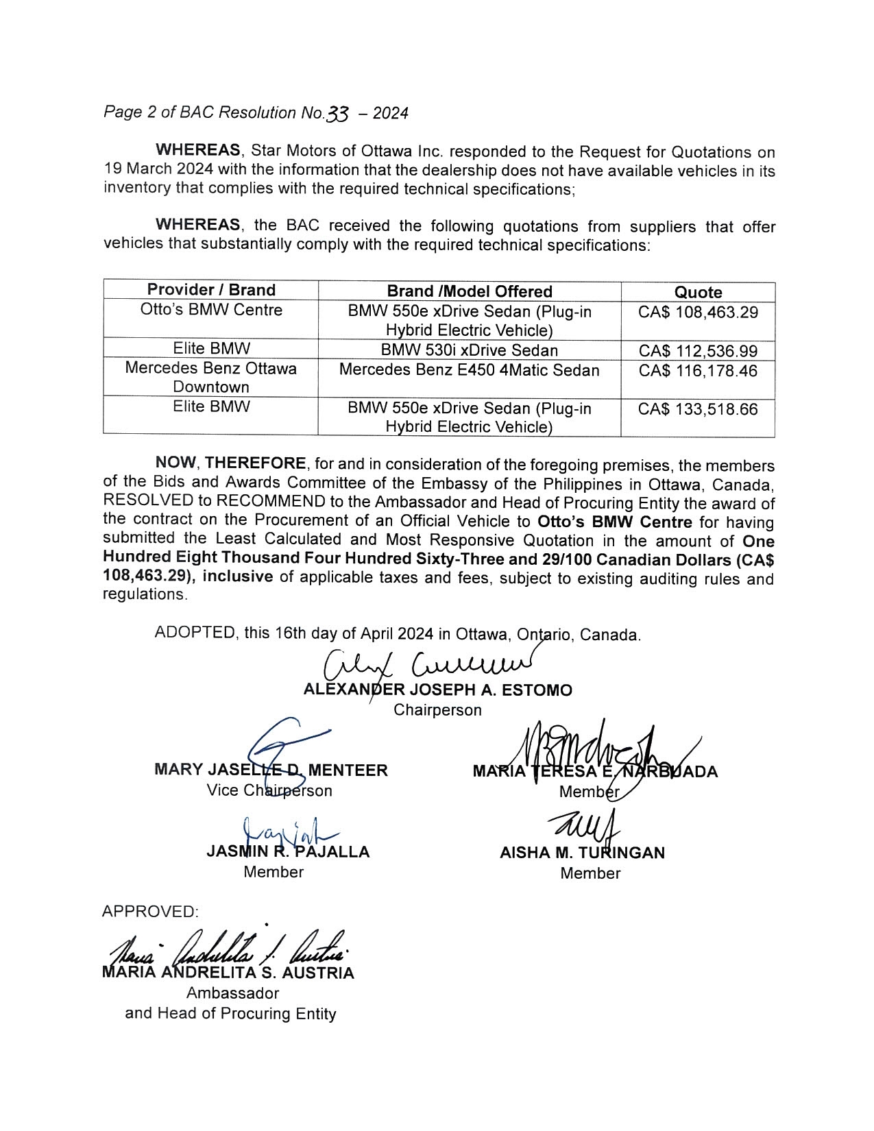 BAC RES 33 2024 Procurement of Official Vehicle 002