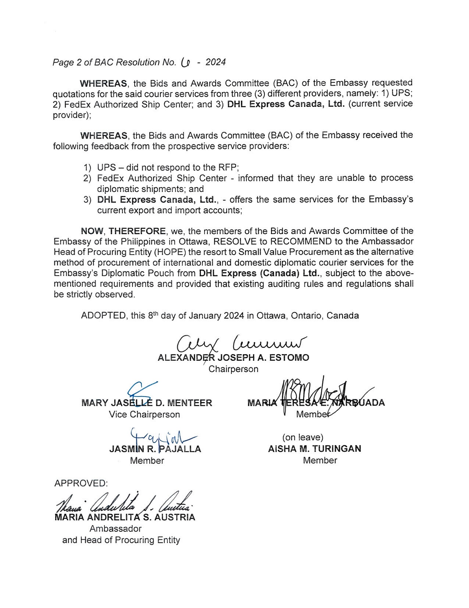 BAC RES 6 2024 Procurement of International and Domestic Courier Services for the Embassy Diplomatic Pouch 002