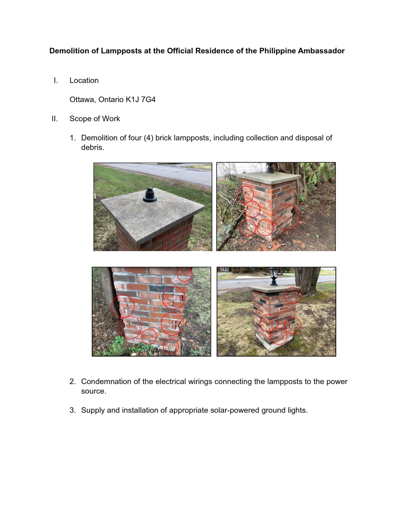 RFQ 18 2024 Demolition of the Brick Lampposts at the Official Residence 002