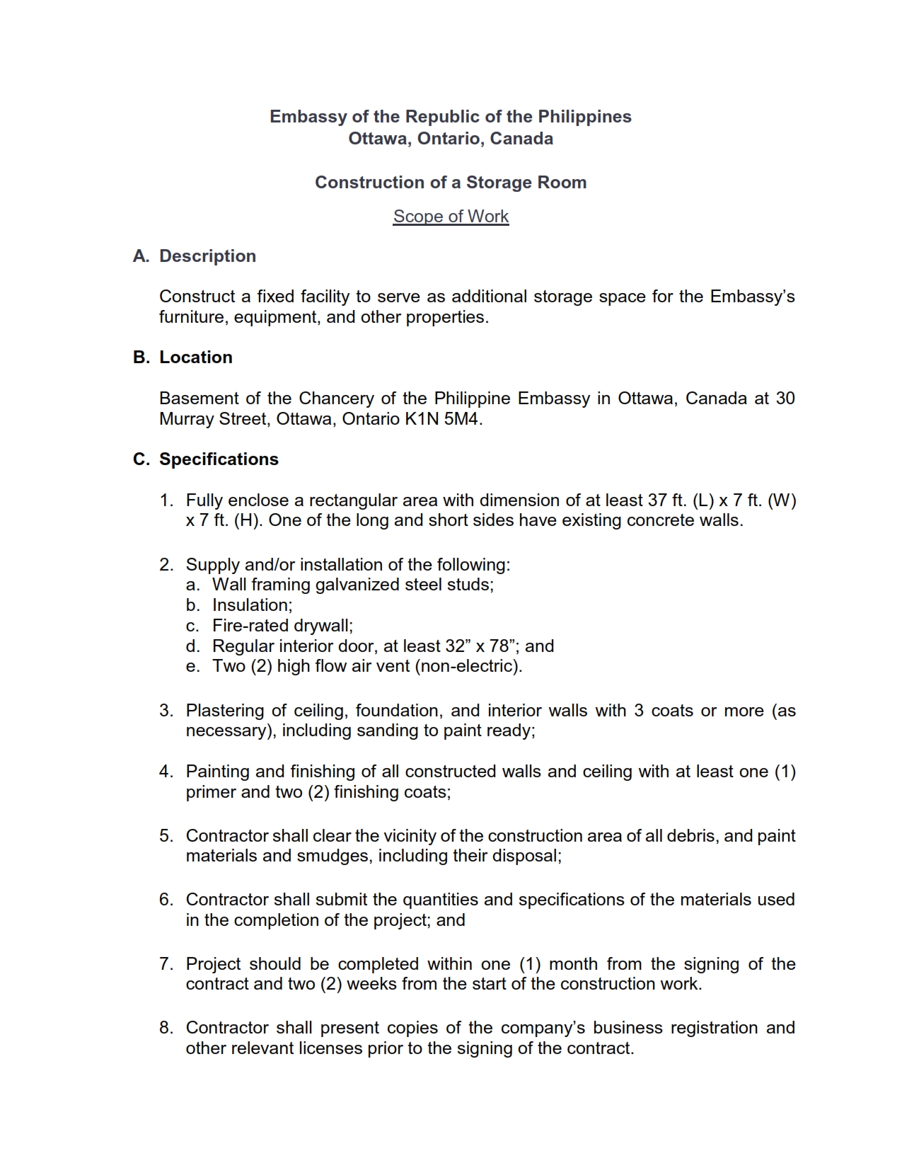 RFQ 7 2024 Request for Quotation for the Construction of additional storage space at the Philippine Embassy 002