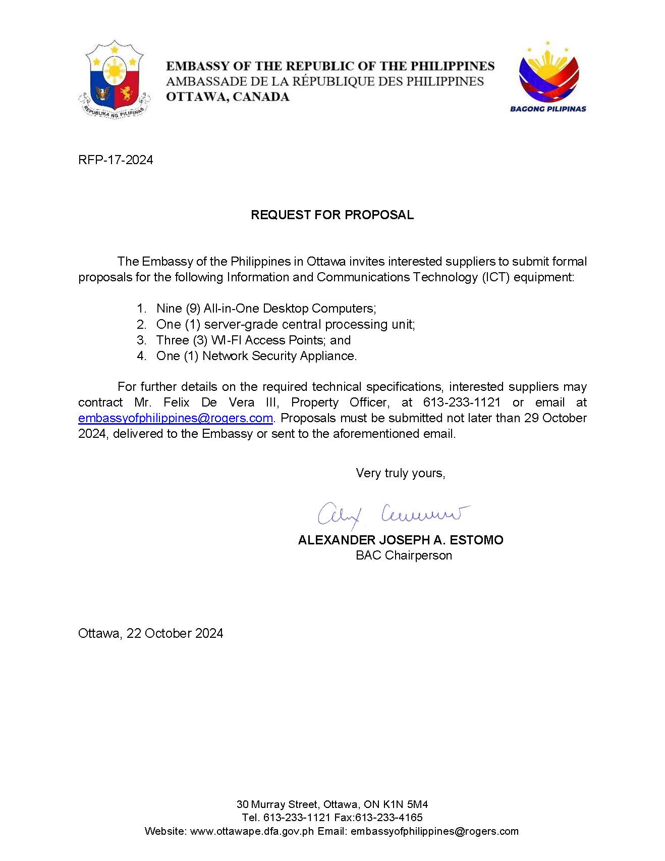 Request for Proposal ICT Equipment
