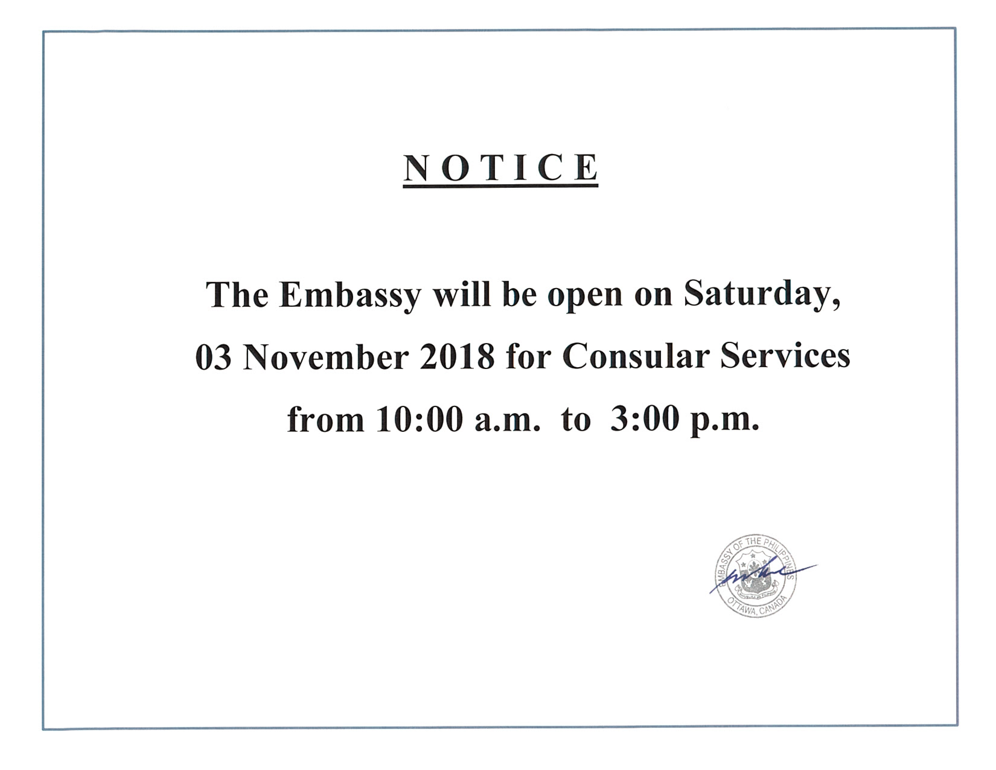 November 2018 Saturday Service