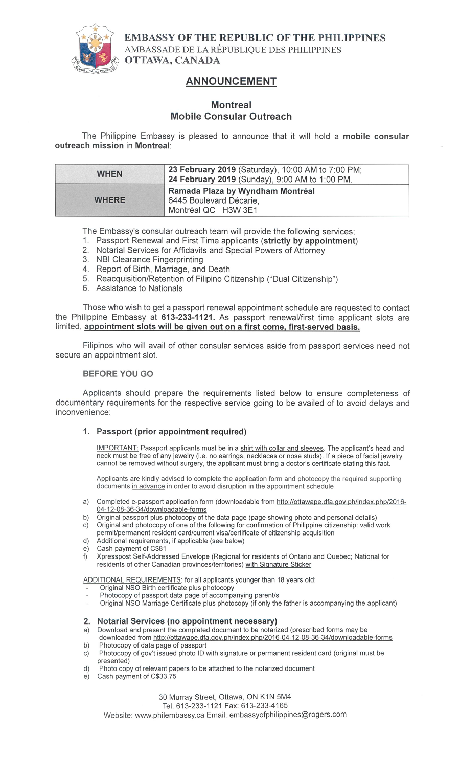 PR 14 2019 Announcement Montreal Mobile Consular Outreach 001