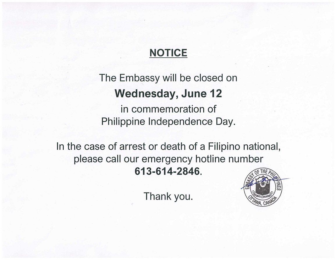 PR 85 2019 NOTICE 12 June 2019 Philippine Independence Day 001