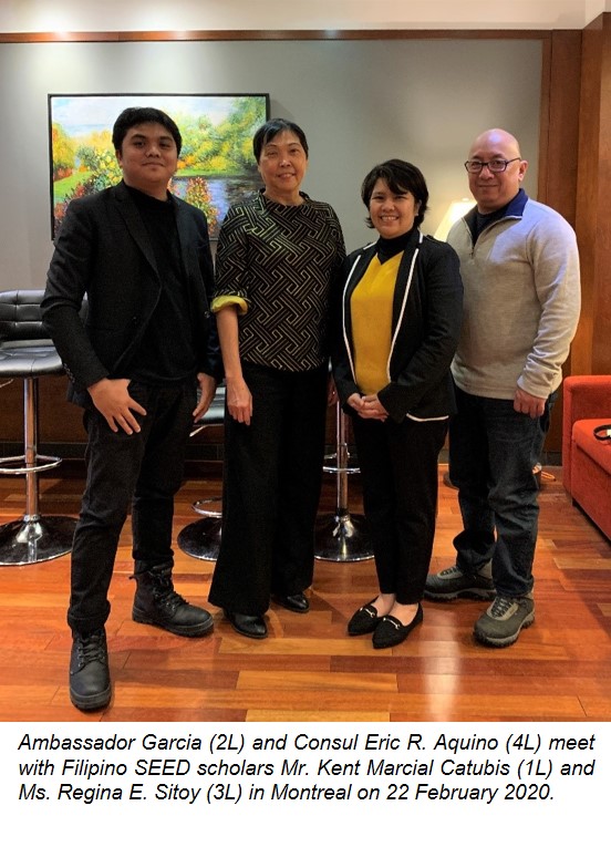 PR 24 ambassador garcia meets with seed scholars in montreal 24feb20