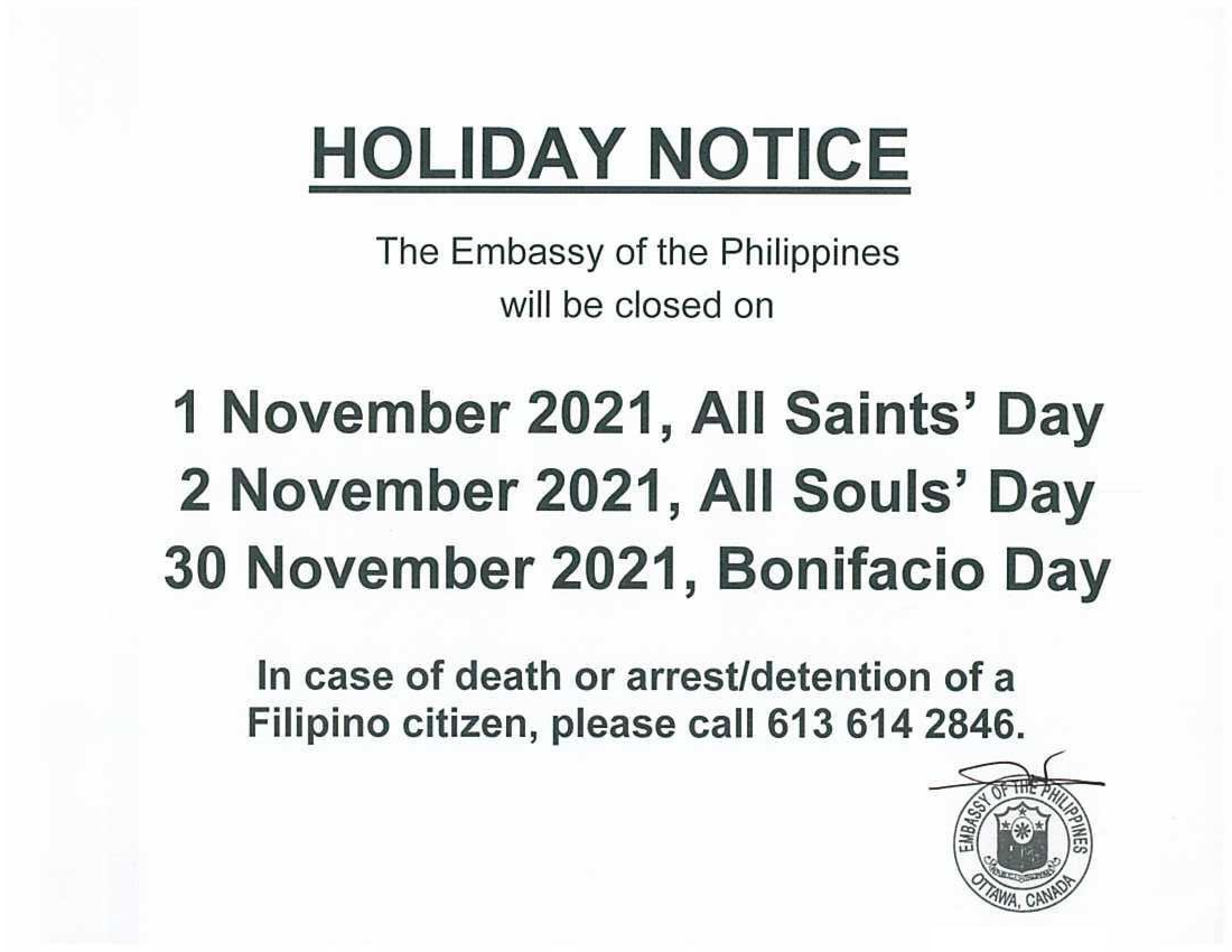 PR 166 2021 Holiday Notice November 2021