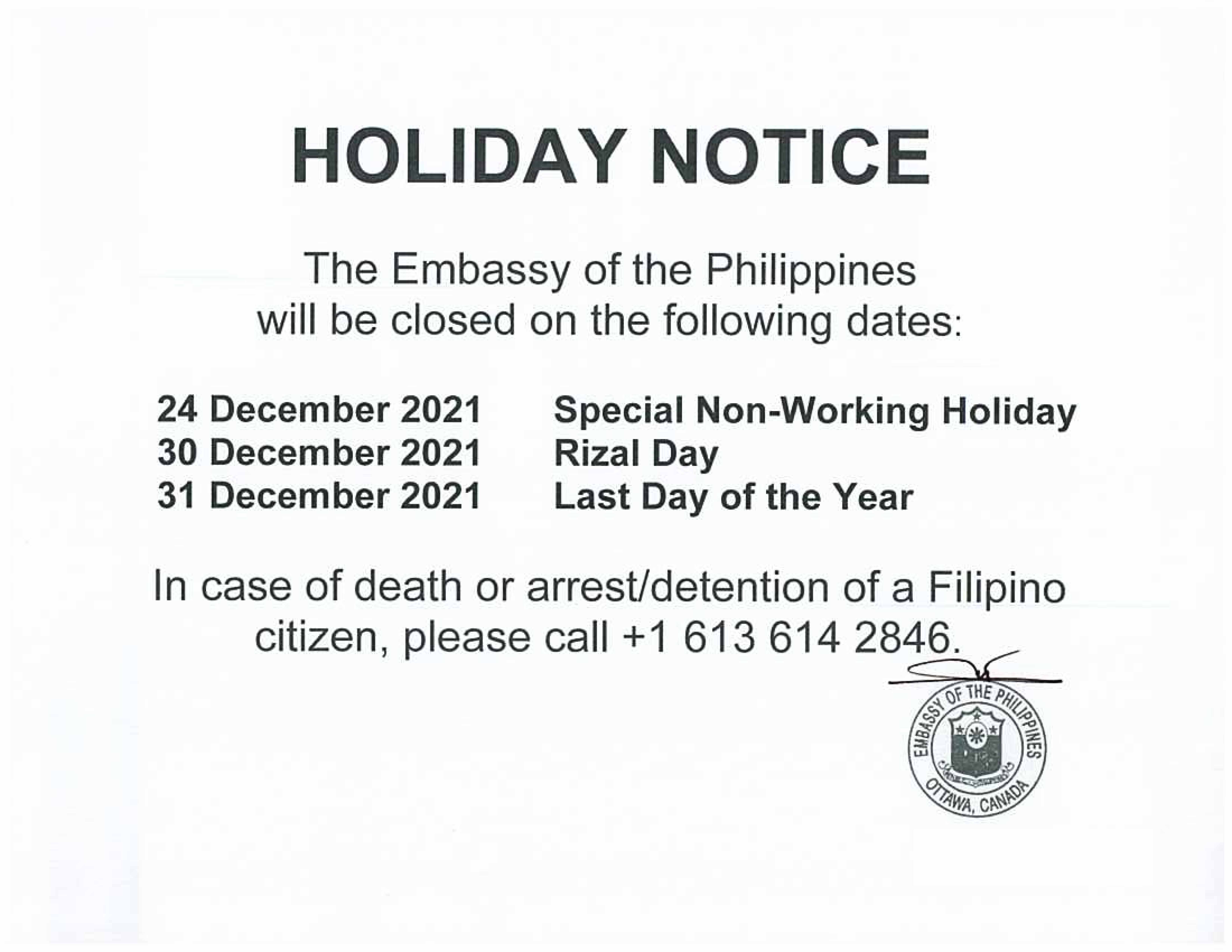 PR 198 2021 Holiday Notice for December 2021 001