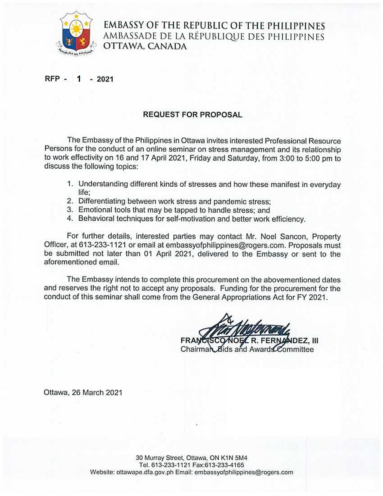 RFP 1 2021 Online seminar on stress management and its relationship to work effectivity April2021
