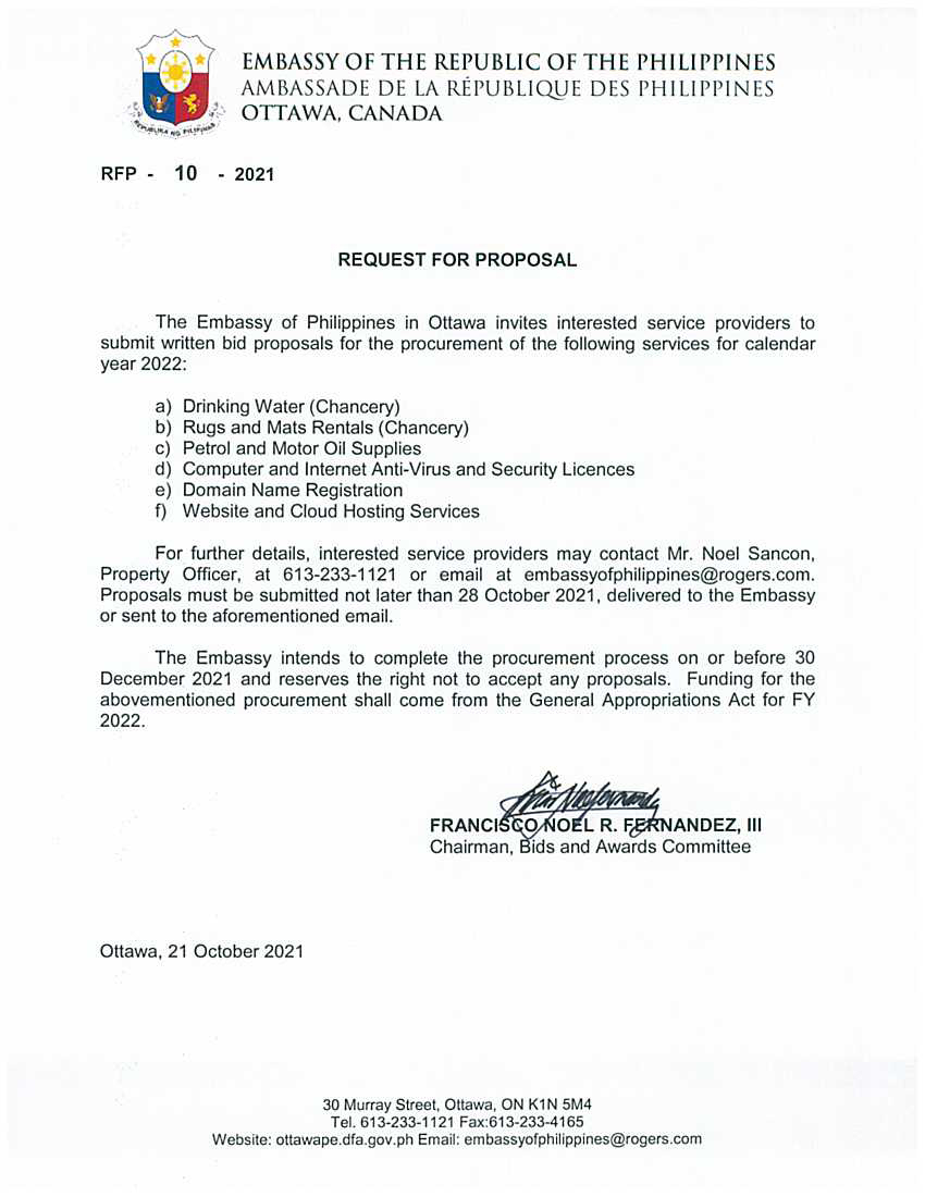 RFP 10 2021 Water Rugs Petrol Antivirus Domain and Website Services for 2022