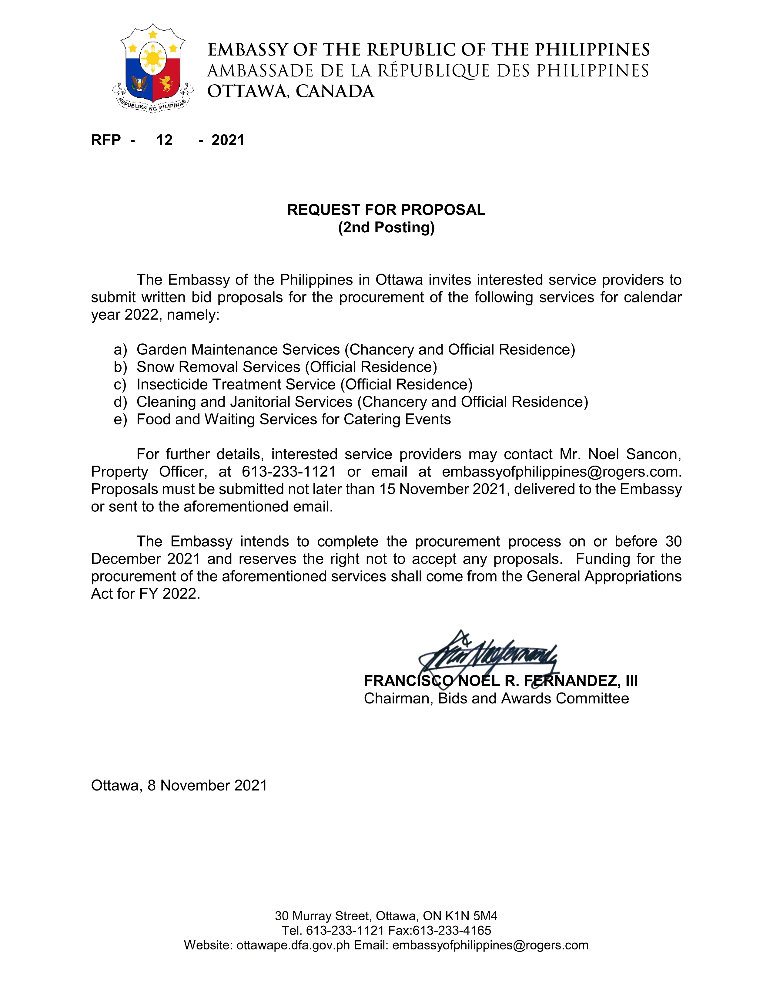 RFP 12 2021 Garden Snow Insecticide Janitorial Wait Services 2022.2nd 001
