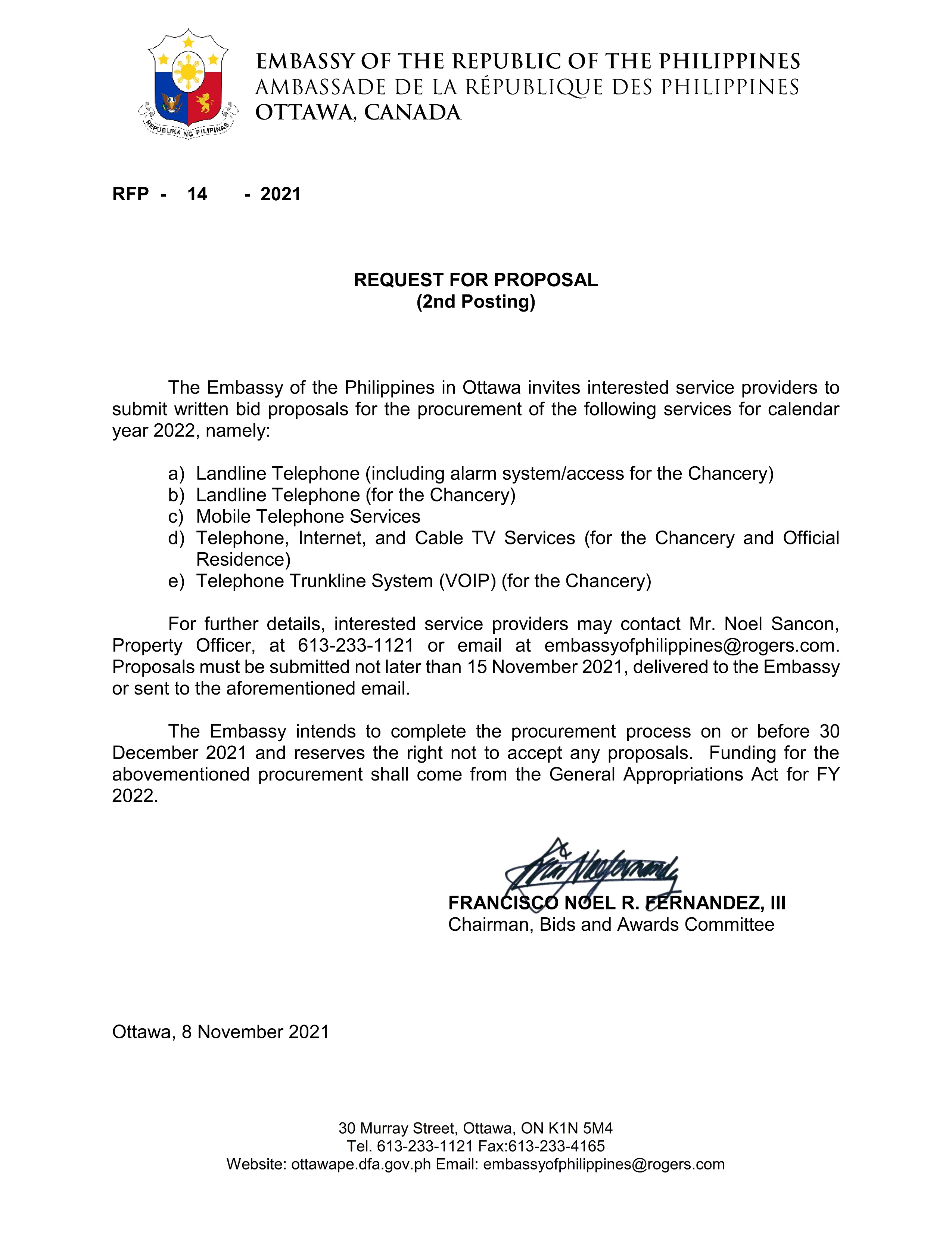 RFP 14 2021 Telephone Cellphone Trunkline Internet and Cable 2022.2nd 001