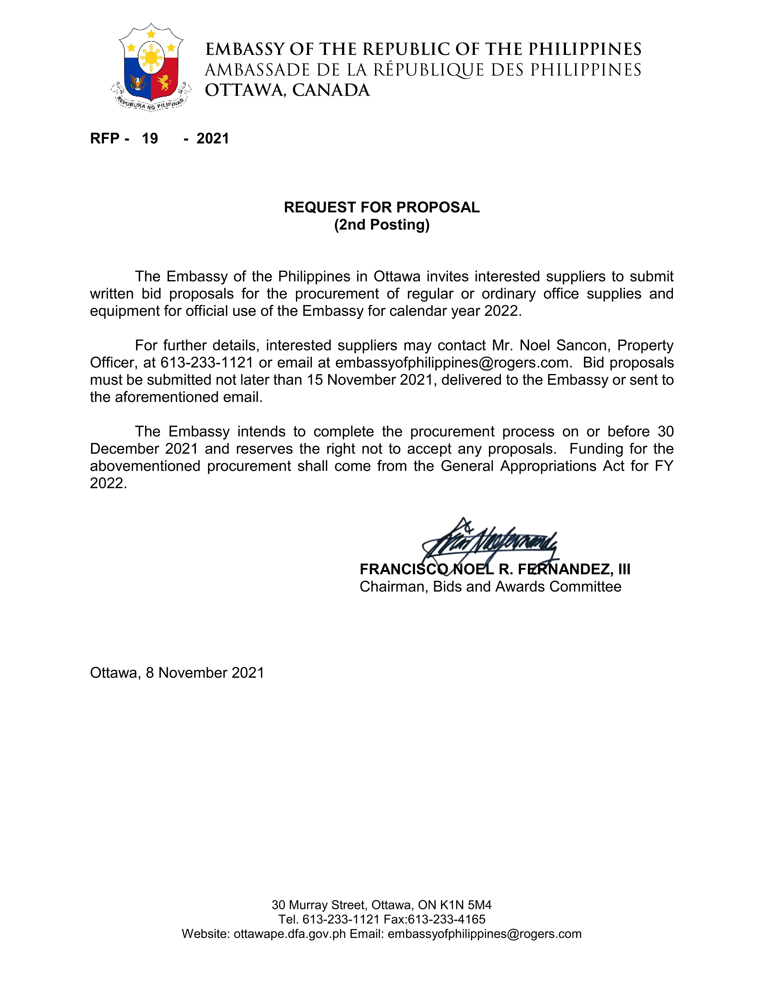 RFP 19 2021 Office Supplies and Equipment for 2022.2nd 001