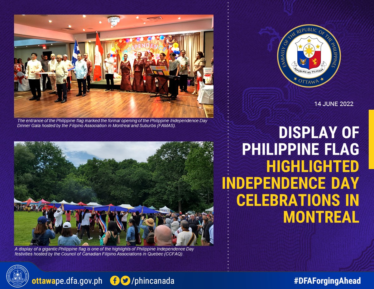 PR 102 2022 Display of Philippine Flag Highlighted Independence Day Celebrations in Montreal