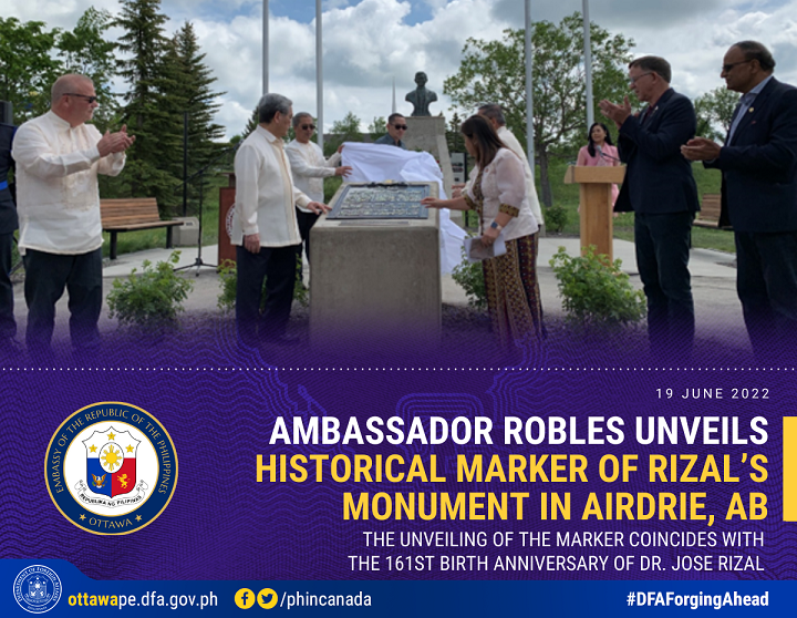 PR 111 2022 ARDR Calgary Unveils Marker of Rizal Airdrie