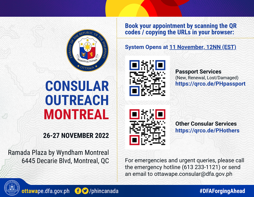 PR 212 2022 Consular Outreach in Montreal QC 26 27 November 2022