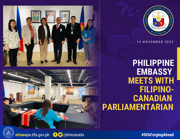 PR 217 2022 Philippine Embassy Meets with Filipino Canadian Parliamentarian