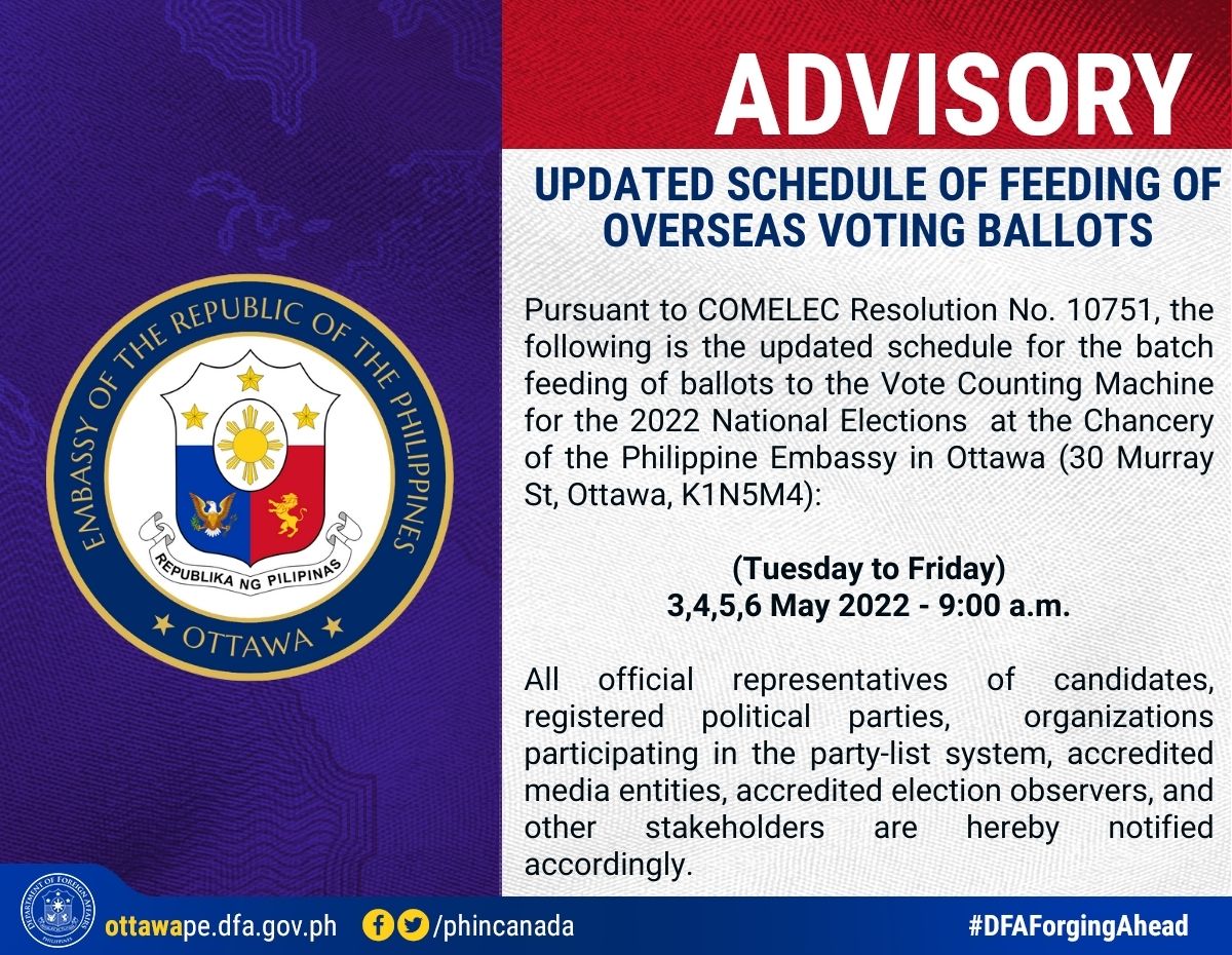 PR 68 2022 Advisory Updated Schedule of Feeding of Ballots