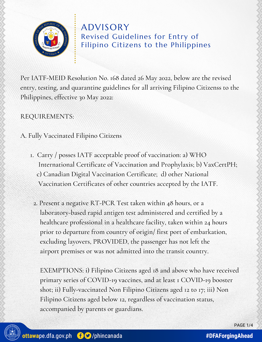 1 PR 89 2022 ADVISORY Revised Guidelines for Entry of Filipino Citizens to the Phil