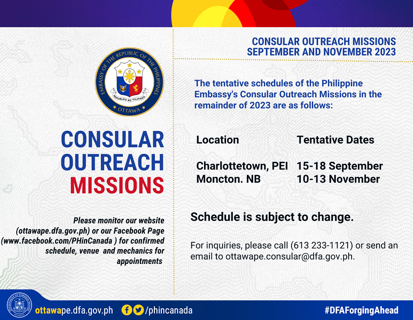 PR 110 2023 Consular Outreach Mission for Sep and Nov 2023 Tentative