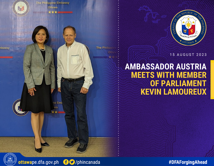PR 127 2023 PH Embassy Meets with MP Kevin Lamoureux of Winnipeg North Manitoba