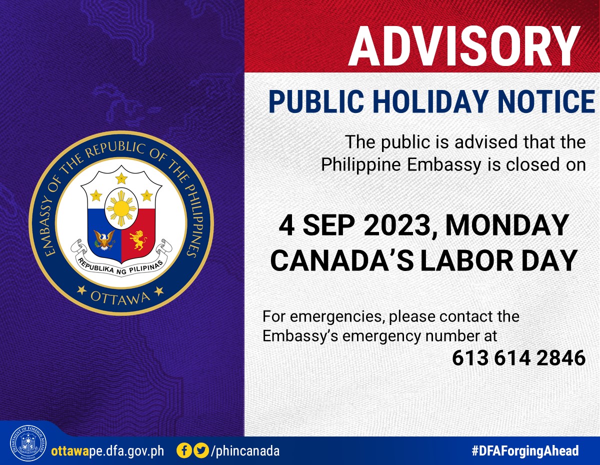 PR 138 2023 Public Holiday Notice Monday 4 September 2023 Canada Labor Day