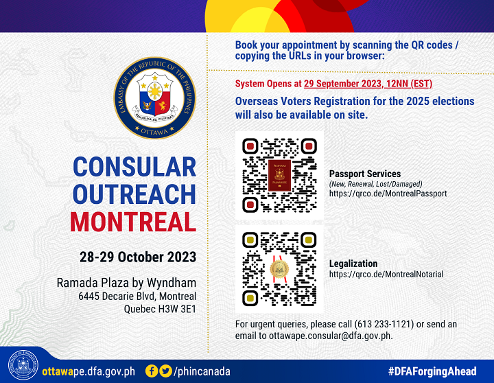 PR 161 2023 Consular Outreach in Montreal QC 28 29 October 2023