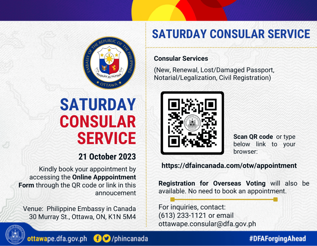 PR 168 2023 Announcement Saturday Consular Service 21 October 2023