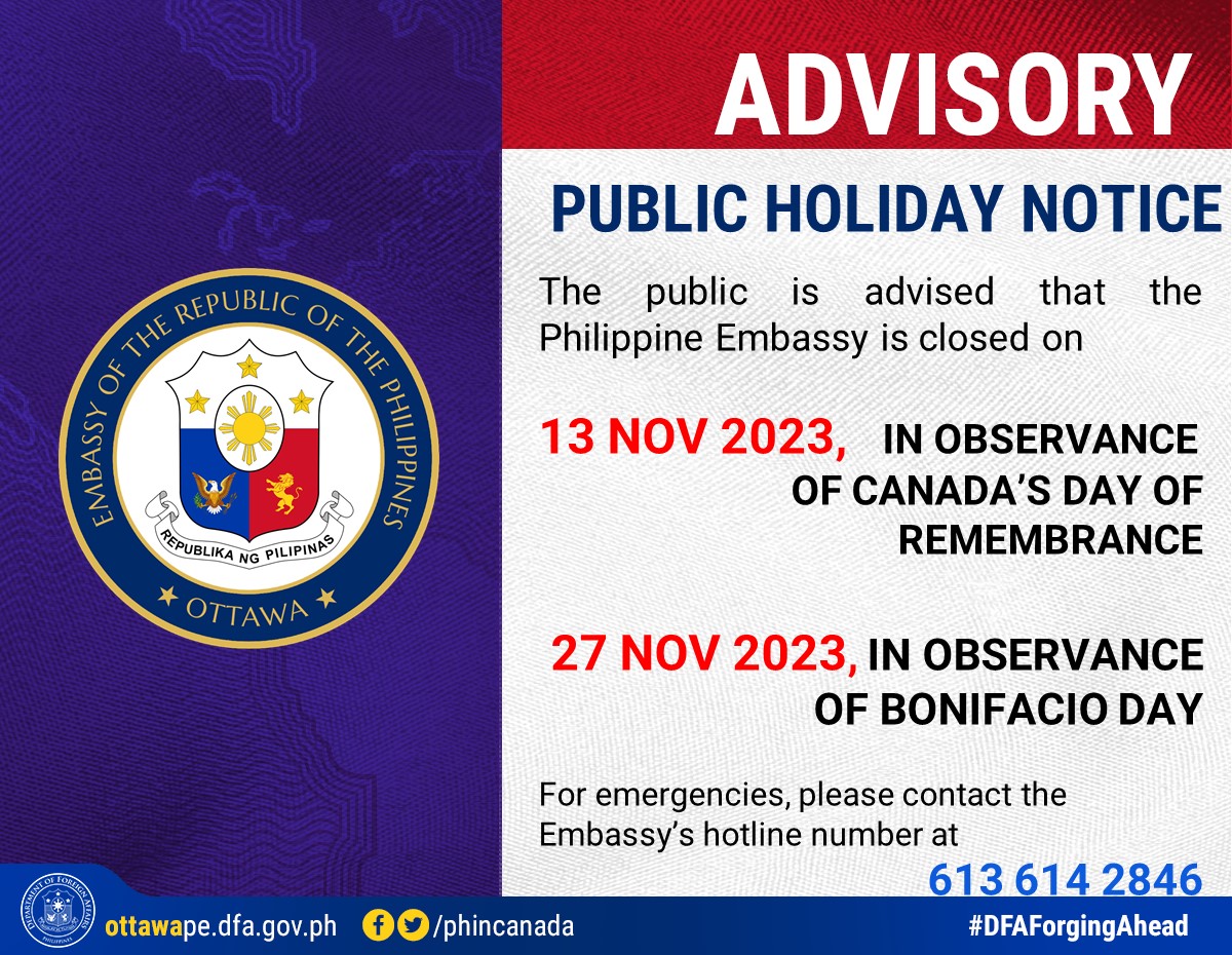 PR 195 2023 Holiday Advisory OttawaPE for November 2023