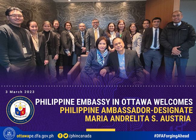 PR 22 2023 Philippine Embassy in Ottawa Welcomes Philippine Ambassador Designate Maria Andrelita S. Austria