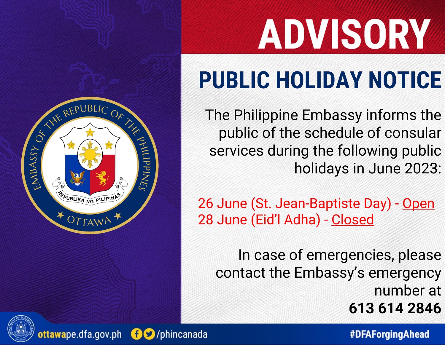 PR 75 2023 Holiday Advisory for the Month of June 2023 001
