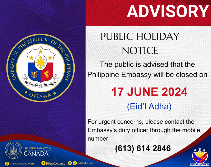 Advisory No. 7 2024 Public Holiday Notice for 17 June 2024 Eidl Adha