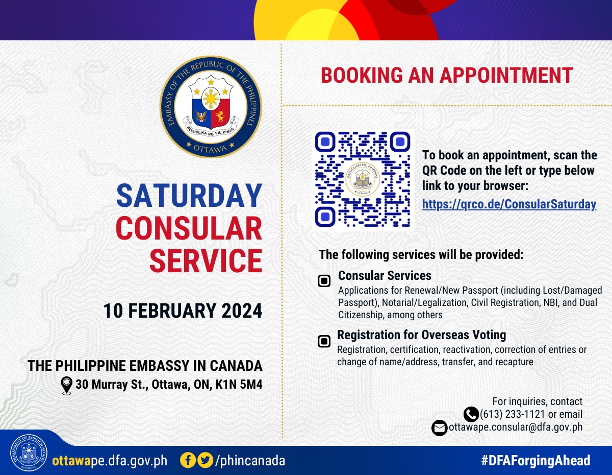 PR 10 2024 ANNOUNCEMENT Saturday Consular Service 10 February 2023