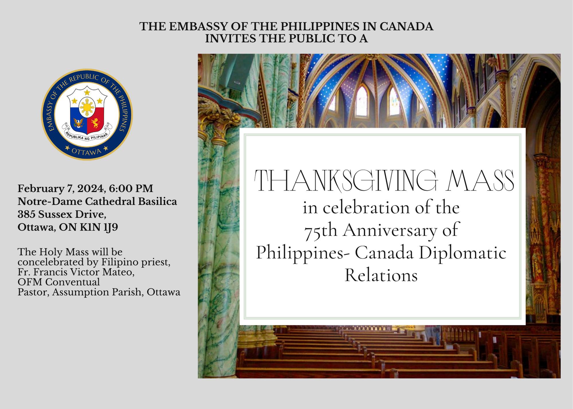 PR 13 2024 rev 75th Anniversary PH CA Thanksgiving Mass