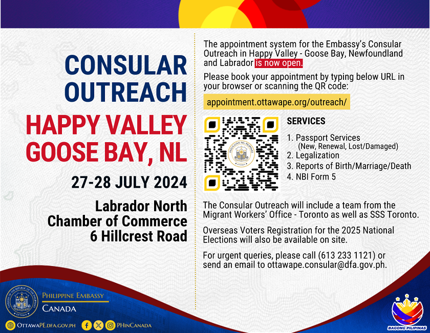 PR 87 2024 Consular Outreach in Happy Valley Goose Bay NL 27 28 July 2024