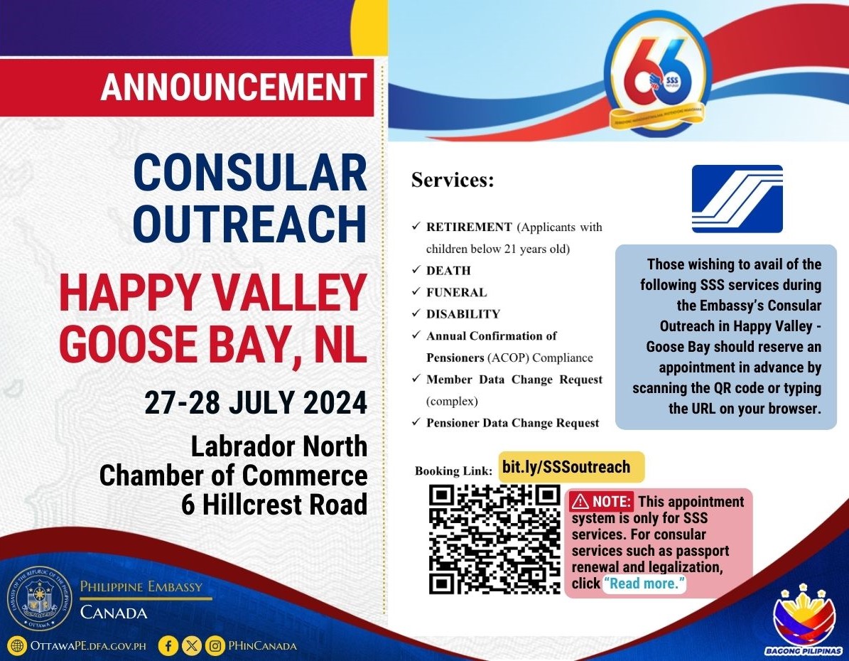 PR 92 2024 SSS Services at the Consular Outreach in Happy Valley Goose bay NL July2024