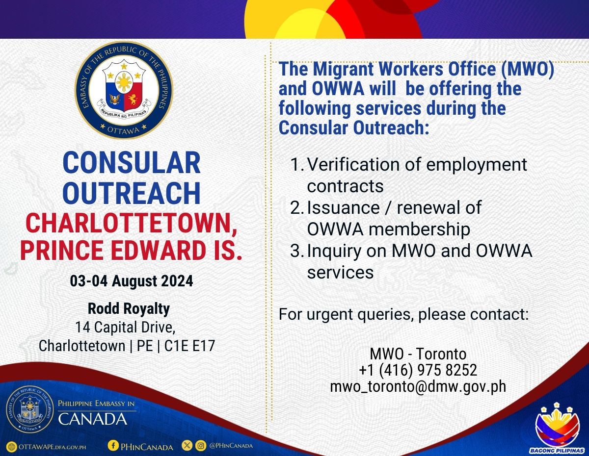 PR 97 2024 MWO OWWA at the Consular Outreach in Charlottetown PEI 3 4 August 2024