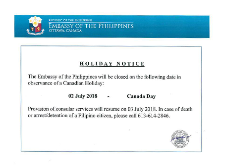 Holiday Notice